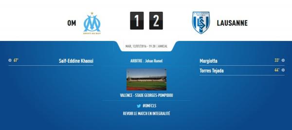 OM 1-2 Lausanne (12.07.2016, Valence - Stade Georges-Pompidou)